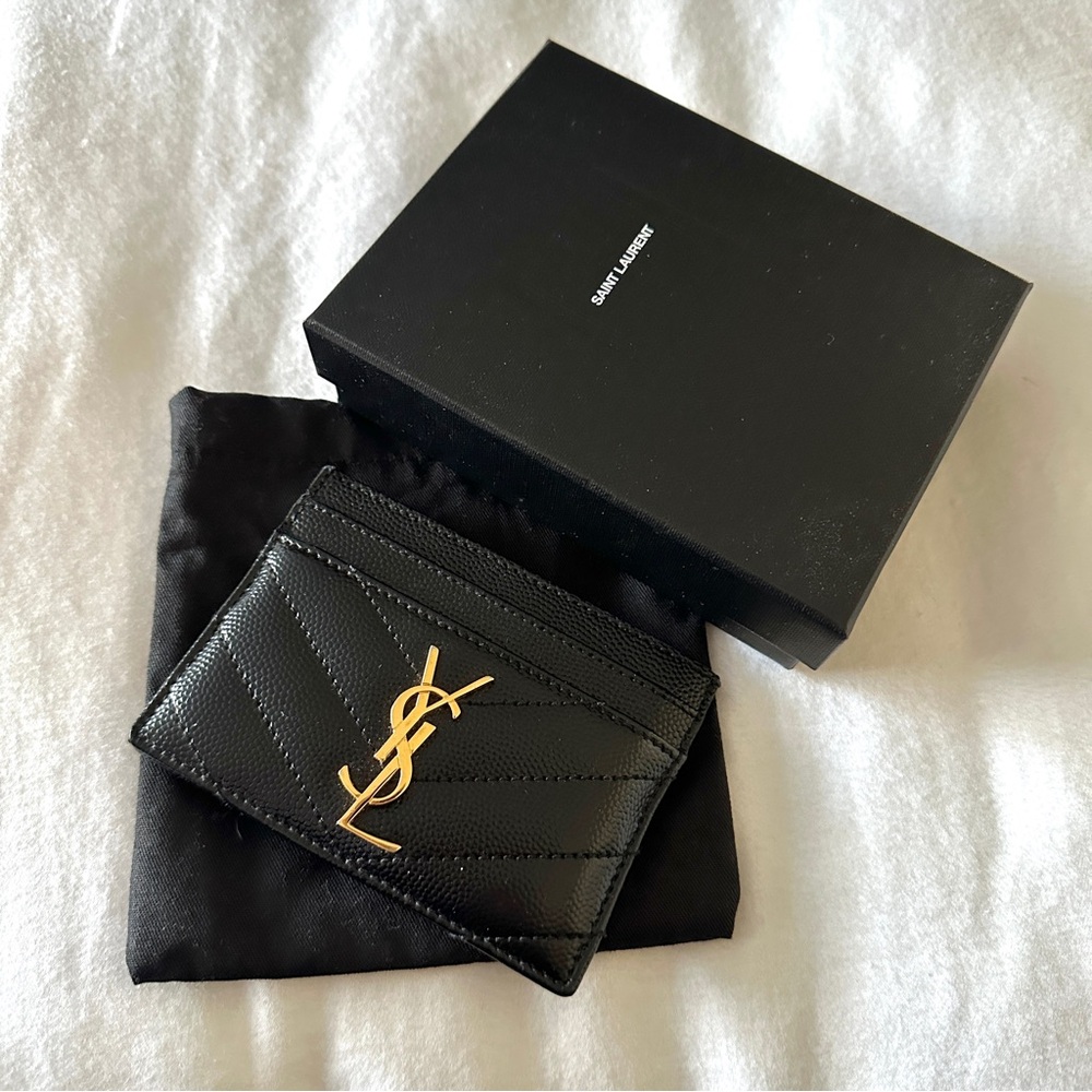 Saint Laurent Cassandre Matelasse Card Case in Leather